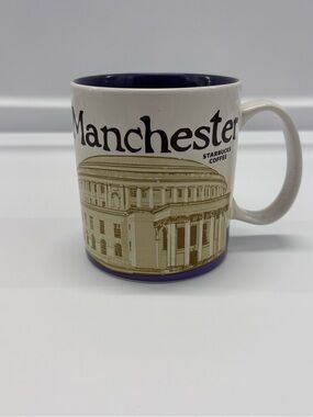 Starbucks Manchester City Mug White Purple Beige 16 fl oz 473 ml 2014